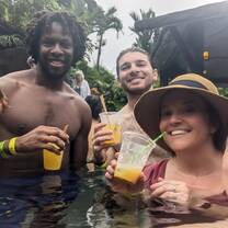 In the Arenal hot springs with friends