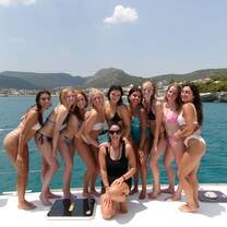 Catamaran in Milos with my new friends!