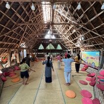 Yoga in the main hut