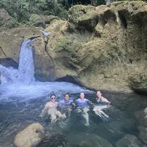 Swimming in the Blue Creek cave swimming hole. 