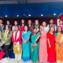 With the staff from the school