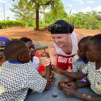 Playing westling with the children
