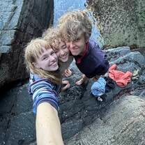 Exploring the cliffs next to our houses!