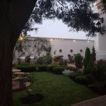 Garden between the medical clinic and dining room, and the school and lodge.
