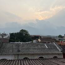 Picture of Guatemala’s mountains from Sky Bar Café