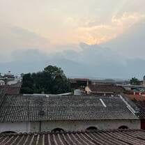 Picture of Guatemala’s mountains from Sky Bar Café
