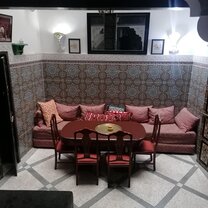 Cozy lobby of a hotel in  Fes