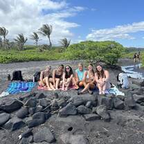 Me and some of the girls of our group chilling at the beach one of our last nights there. 