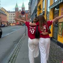 Going to watch the Denmark football game with my new best friend!