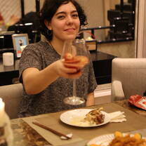 Christmas dinner with mulled wine