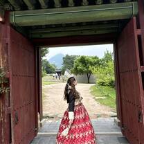Wearing a traditional Hanbok