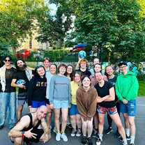 Volunteers at weekly soccer game
