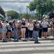 Guide telling us about Cartago, while in Cartago