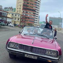 Driving down the Malecon in an Oldsmobile Starfire!