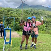 Zip lining through the jungle