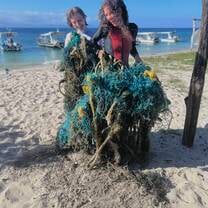 even though there's not much trash on penida, project laut still helps clean up what they can, we pulled the out of our house reef. 
