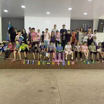 Group picture of summer camp counselors and students