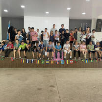 Group picture of summer camp counselors and students