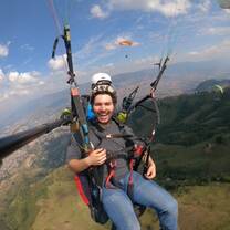 This was during my time paragliding with some of my friends from all over the world. We went to one of the highest points in Medellín, Colombia, and were able to fly around for 15 minutes. Never have I had such an adrenaline rush like that.
