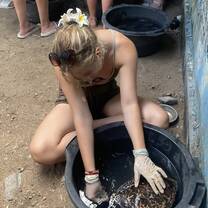Feeding a sea turtle that had a broken neck and fin injuries!