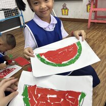 Doing crafts with the children