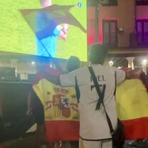 Watching Spain win (in the town square)