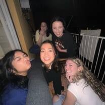 My roommates and I on our balcony 
