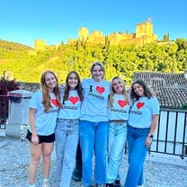 My friends and I in front of the Alhambra in Granada.