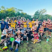 After a game of rugby with the Fijian locals 