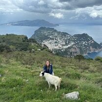 Petting goats in Capri, on the ISA field trip