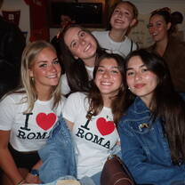 Our last night together in Rome wearing our matching shirts!