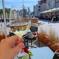 Having a drink in Poznan rynek
