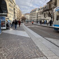Street and tram view in the Centre Ville of Grenoble 