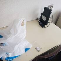 My desk where all the studying took place, in this photo I just moved in so my bag from the arcade was placed on there