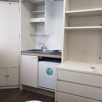 This was where the closet and other storage space was, and the stove, I got the corner room so the layout was different compared to my friends