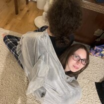 My friends wrapped up in a blanket