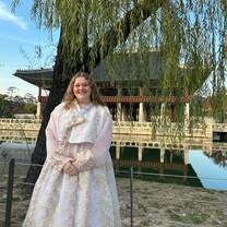 Wearing a Hanbok (tradition Korean clothes) for the first time