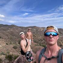 On a hike with my boys (I'm in the middle)