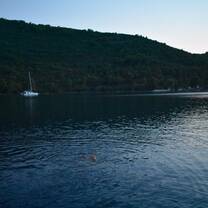 Night swimming off the boat after dinner 