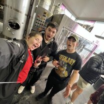 Fellow TEAN members, Alex and Michael and I drinking wine at Waiheke Island