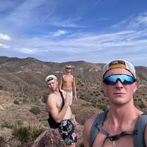 On a hike with my boys (I'm in the middle)
