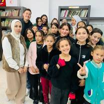 With the kids from Al Fawar