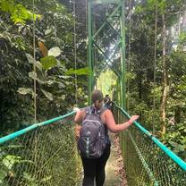 Crossing a sky bridge in Sarapiquí during a course field study!