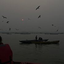 The Ganges after sunrise in Varanasi 