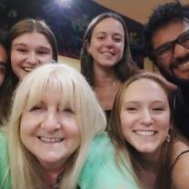 This is a photo of my Spanish class and our professor (who we LOVED) at dinner together!