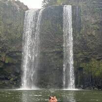 Swimming in a waterfall in New Zealand! 