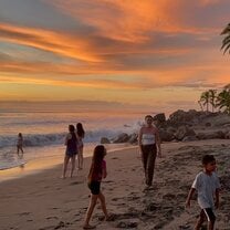 watching the sunset with the children of the village!