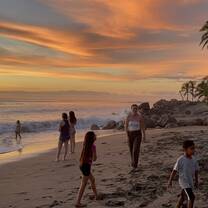 watching the sunset with the children of the village!