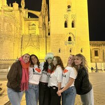 A group girls in my program went around Sevilla during the last week to take photos with all of the main attractions wearing shirts that say "I <3 Sevilla." This was one of the last super bonding moments. This specific photo is in front of the Sevilla Cathedral.