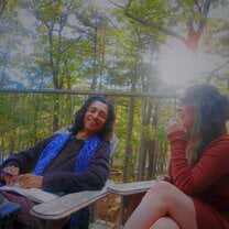 Gathering space balcony in the trees <3